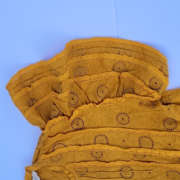 Anthropologie Forever That Girl Gold Orange Lace Embroidered Blouse Size XS - Picture 3 of 12